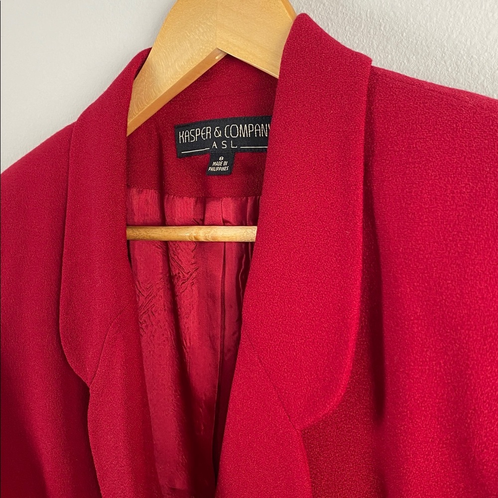 Kasper & Company ASL Vintage Wool Blazer/Suit Jacket | Fully Lined | Red - Picture 10 of 16